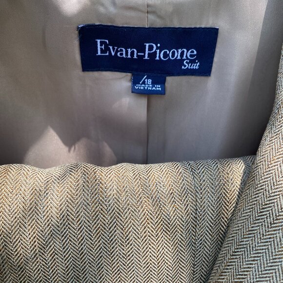 NWT Evan-Picone Pant Suit 18 40" waist Dijon Brown Port Elizabeth Shawl Collar - Picture 2 of 16